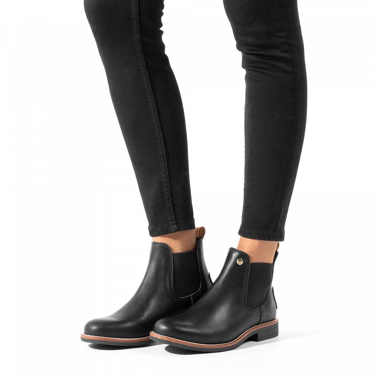 Bottines Panama Jack Giordana Trav Doublure en cuir Noir Femme | OVD-73968289