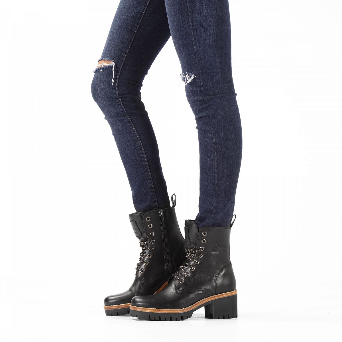 Bottes à lacets Panama Jack Padma Doublure en cuir Noir Femme | AYM-84942805