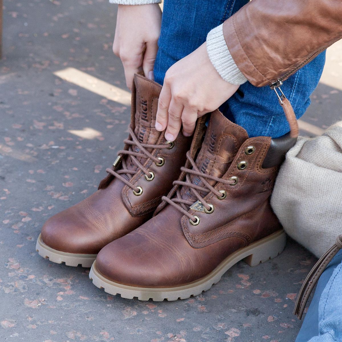 Bottes à lacets Panama Jack Panama 03 Doublure en cuir Marron Foncé Femme | NST-51634961