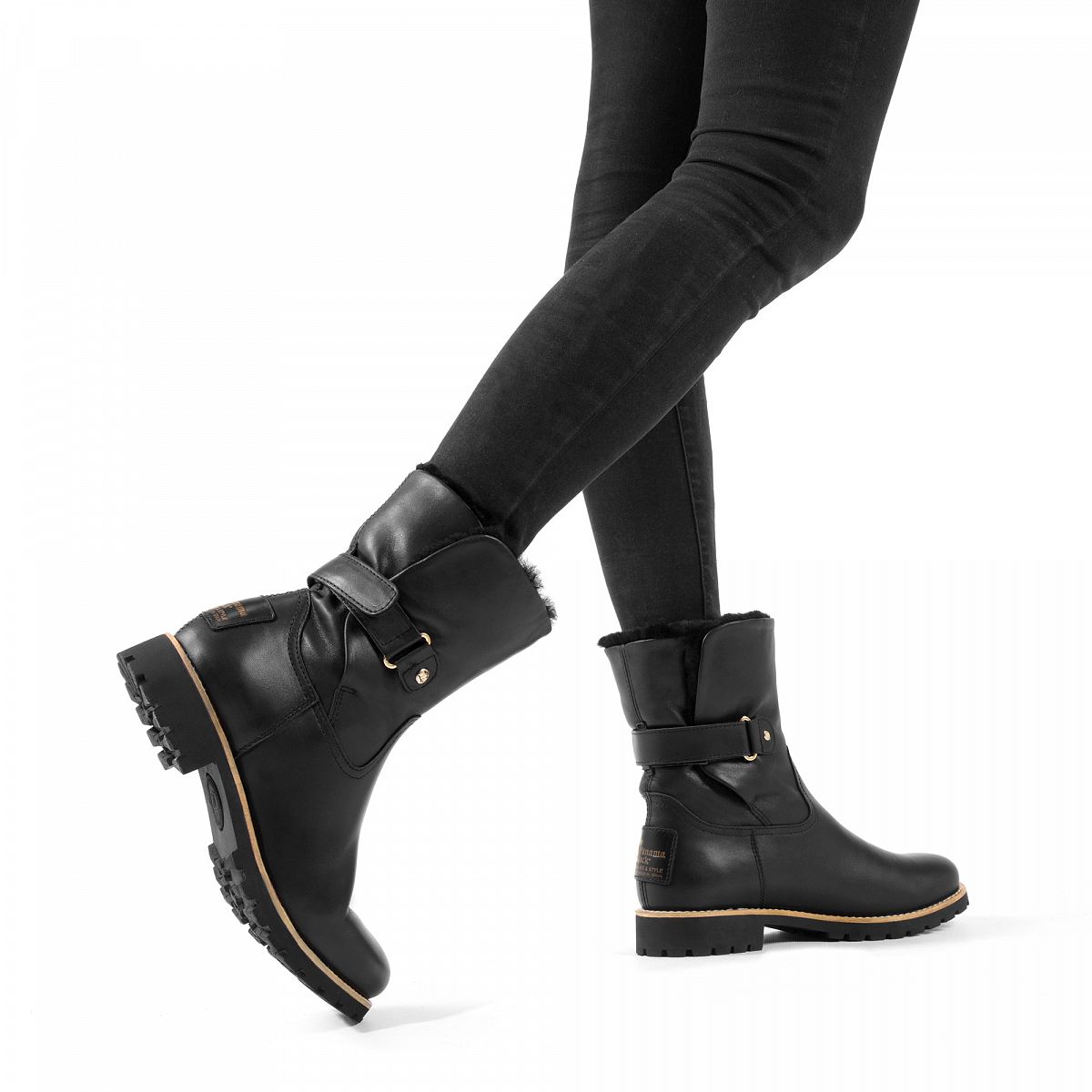 Bottes D'hiver Panama Jack Felia Igloo Trav Doublure en peau de mouton Noir Femme | QKY-98500897